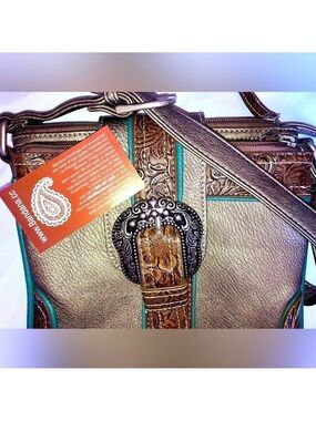 NEW Bandana Handmade Unique Western Lg Buckle Lux Genuine Leather Crossbody Bag